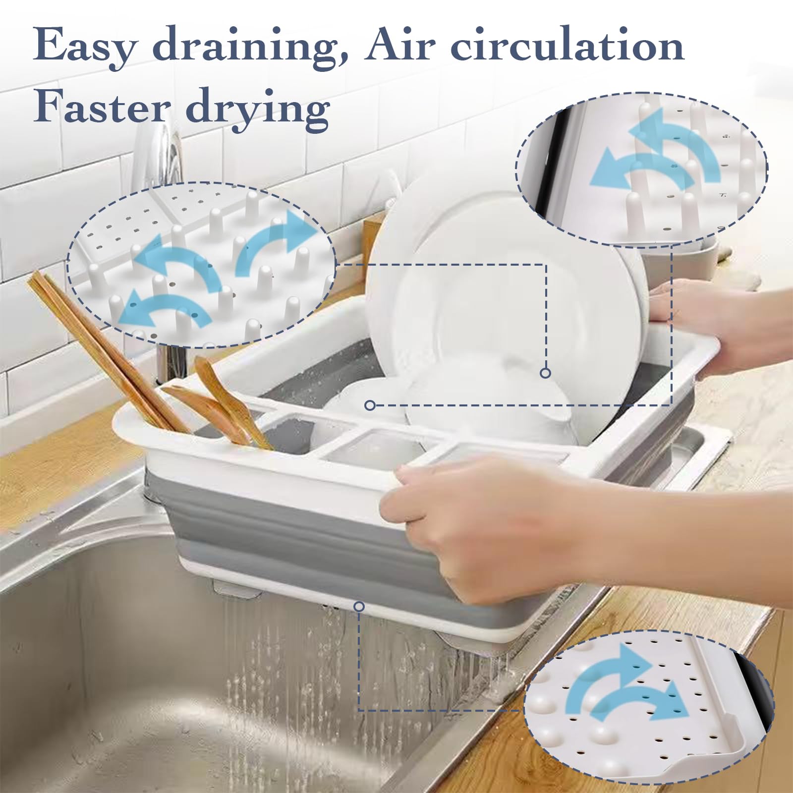 Sipobuy Collapsible Bowls, Plates, and Dishes Drainer, Portable Space-Saving Dish Rack for Kitchen, RV, Campers, and Travel Trailers