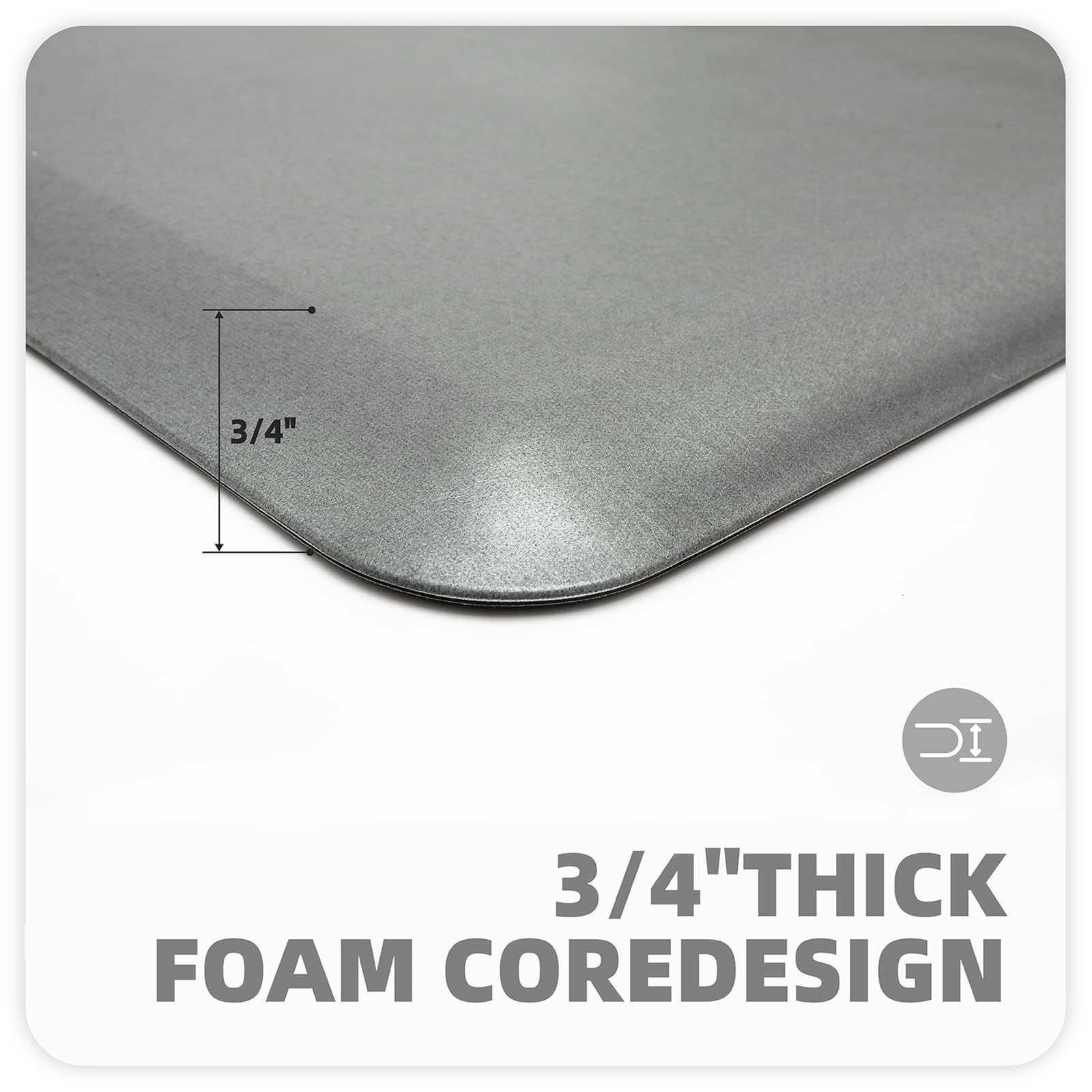 Color&Geometry Anti Fatigue Floor Comfort Mat 3/4 Inch Thick 24"x70" Perfect for Standing Desks, Kitchen Sink, Stove, Dishwasher, Countertop, Office or Garage, Light Grey