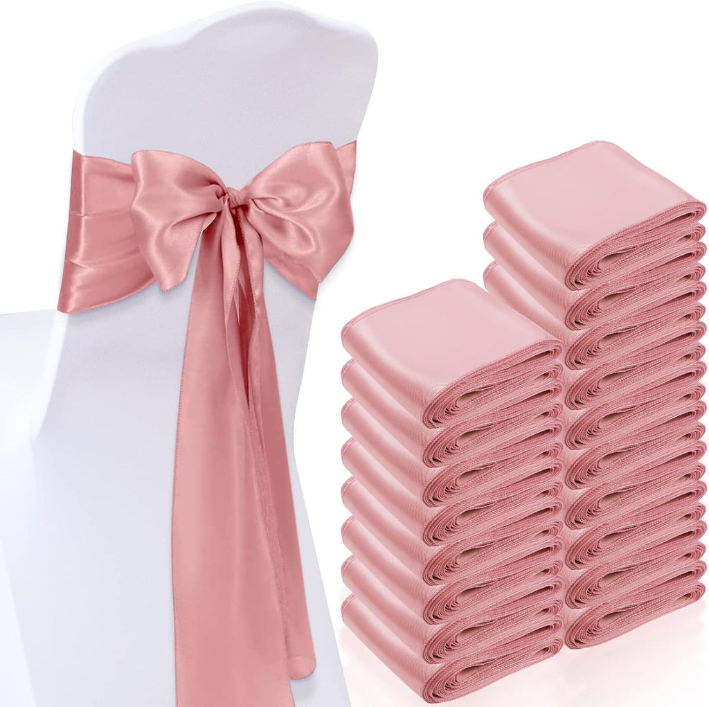 XunYee Satin Chair Sashes - 80 Pack Rose Gold Bow Ties for Weddings, Events & Parties
