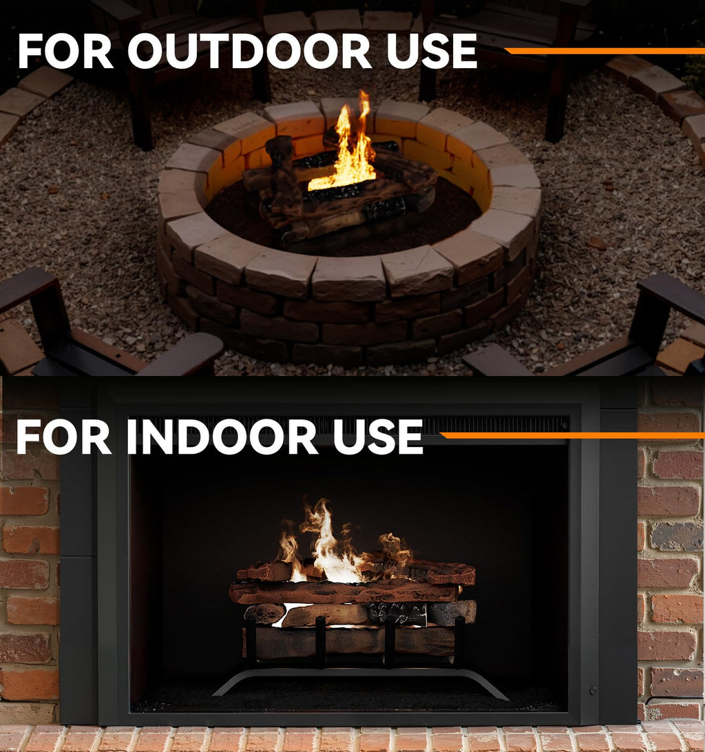 OBOLIS 10 Pcs Ceramic Gas Fireplace Logs, Premium Heat-Resistant Wood Log Gas Realistic Logs for Indoor or Outdoor Fireplaces,Perfect for Holidays,Christmas Ambiance