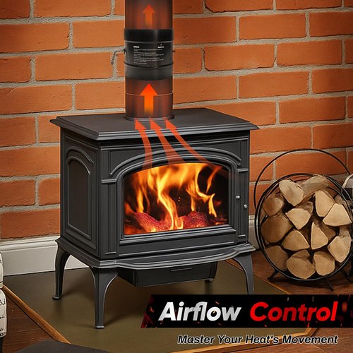 Hazztoll 6 Inch Stove Pipe Damper, Improve The Thermal Efficiency of The Heating System, Wood Burning Stove Top Connecting Adapter, Black