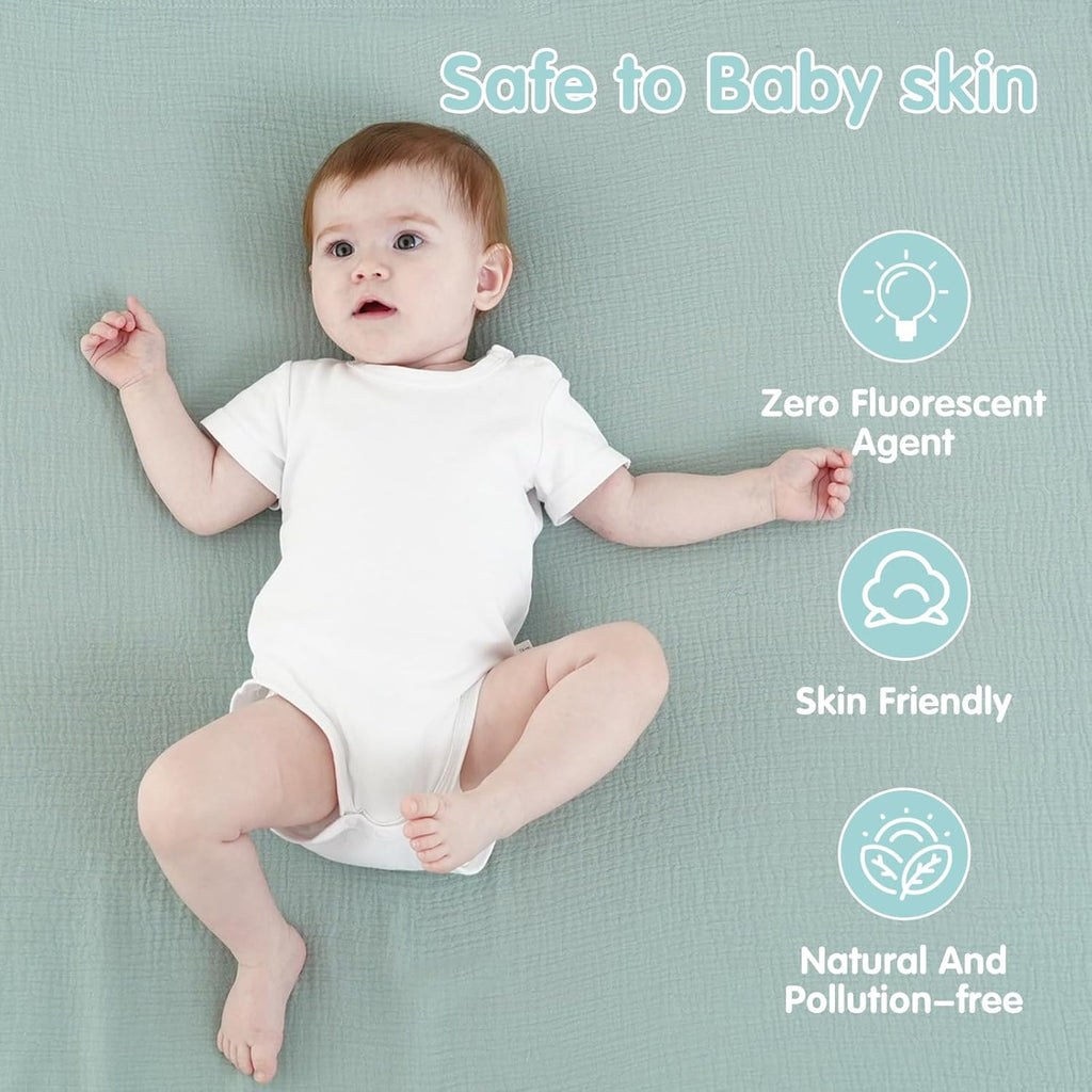 Skiennix Muslin Swaddle Blankets - 100% Cotton, Soft & Breathable, 2 Pack, Large 40 x 40 Inches