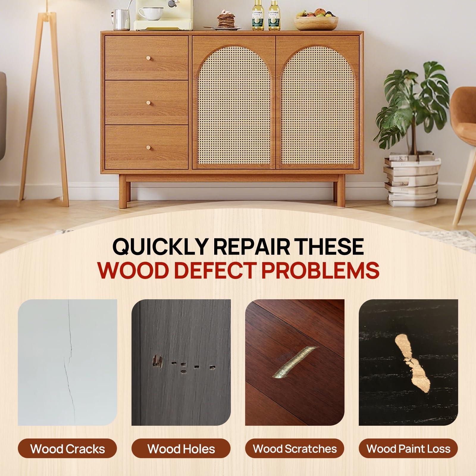 Boncart Wood Furniture Repair Kit, Wood Touch up Fillers, Repair Scratches, Cracks, Paint Chips, and Nail Holes on Furniture, Floors, Doors, Cabinets, and Tables (10 Colors)