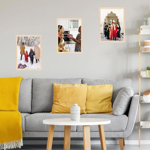 JCJMY 13x16 Picture Frame - Wall Mountable for Horizontal or Vertical Display | Shatter-Resistant Plexiglass, Natural Finish