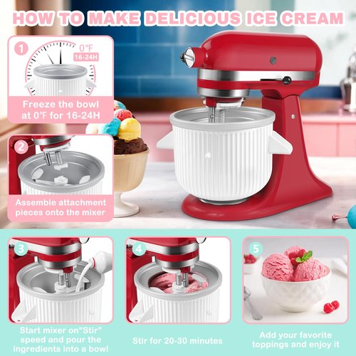 Stainless Steel Meat Grinder Attachment for KitchenAid & Ice Cream Maker Attachment for KitchenAid Stand Mixer