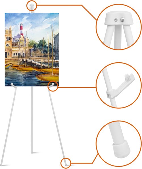 ARTASY 63" Portable Easel Stand - Ideal for Wedding Signs & Posters, Supports 5 lbs - White, 1 Pack