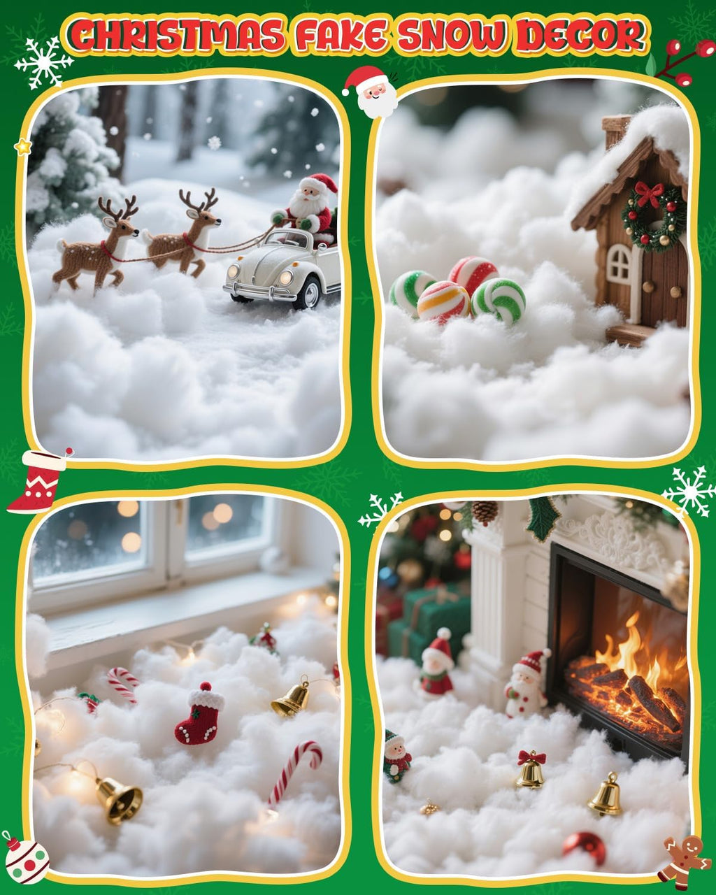 Skiennix Christmas Fake Snow | 35.27oz Fiber Artificial Snow for Indoor Decoration & Crafts