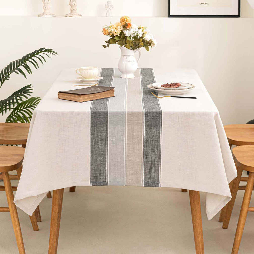 SIELUNO Rectangle Table Cloth Cotton Linen Waterproof Embroidery Tablecloth Rustic Farmhouse Style for Indoor Outdoor Dinning Tabletop Decoration-Grey Macarons-54 x86