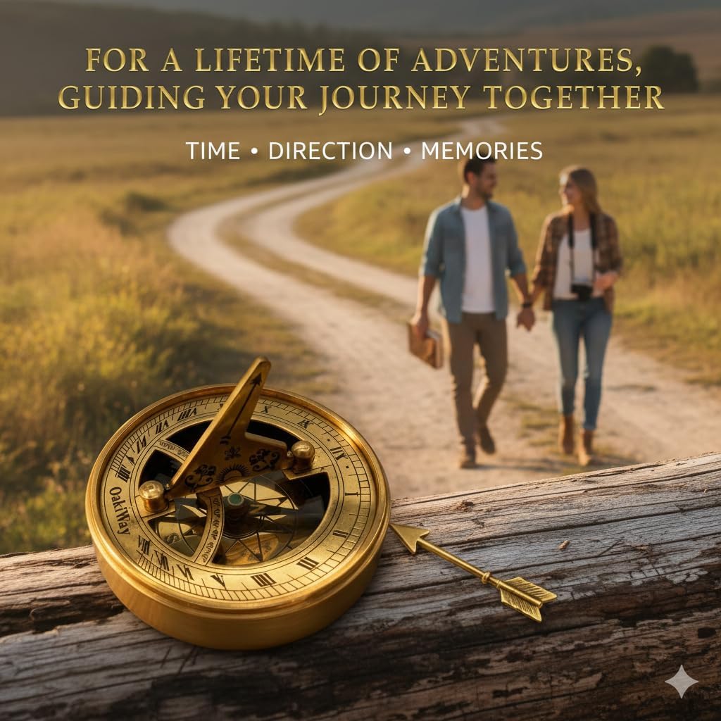 OakiWay Anniversary Sundial Compass - Unique Gift for Him or Her | Perfect for 20th, 25th, 40th, 50th Celebrations