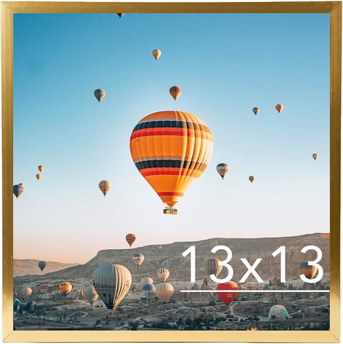 JCJMY 13x13 Gold Picture Frame - Wall Hanging for Horizontal or Vertical Display | Shatter-Resistant Plexiglass