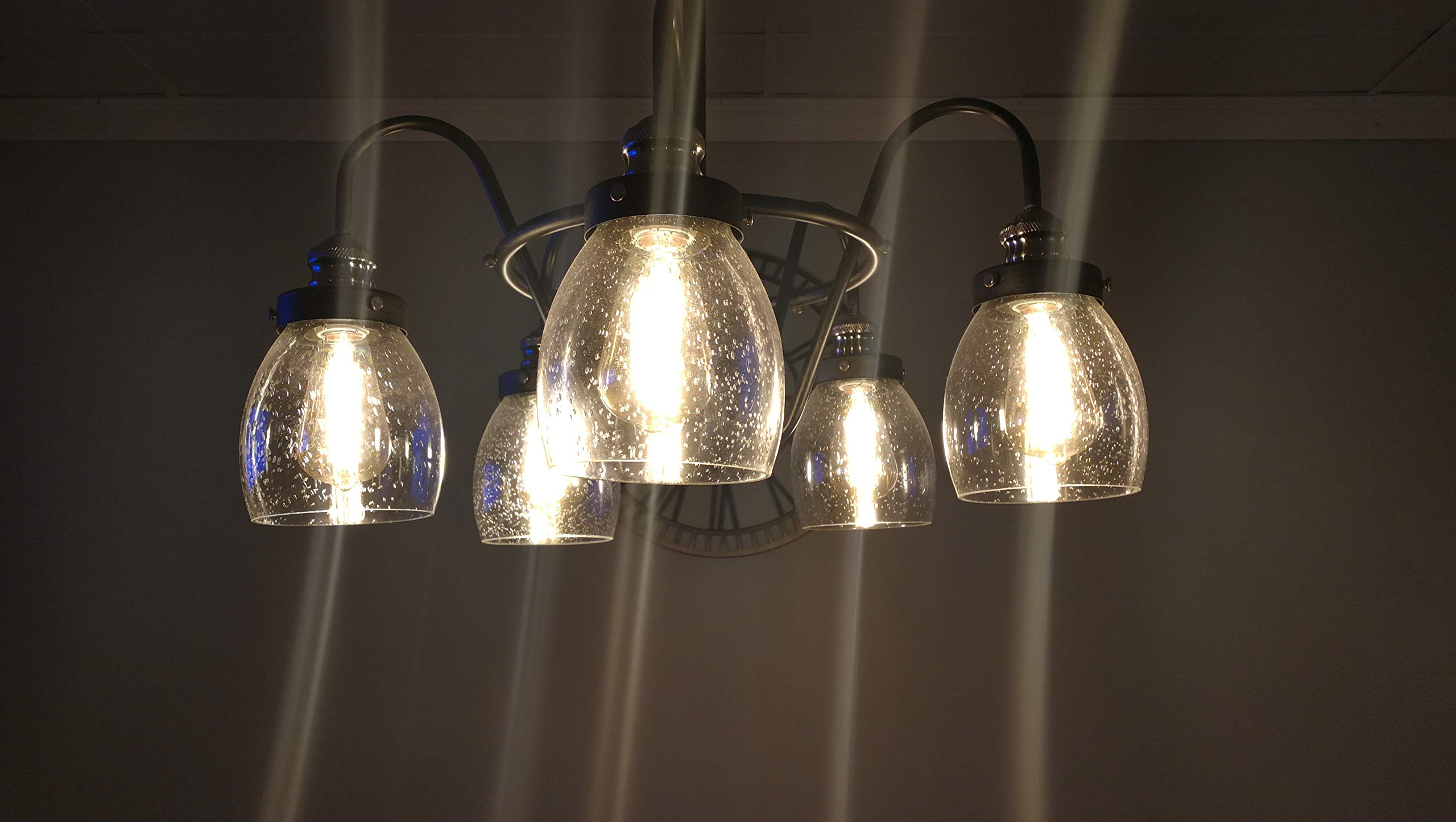 Seeded Bubble Glass Lamp Shade, LEDupdates 3 Pack Oversize Clear Globe Seeded bubble Finish for Light Fixture Glass replacement