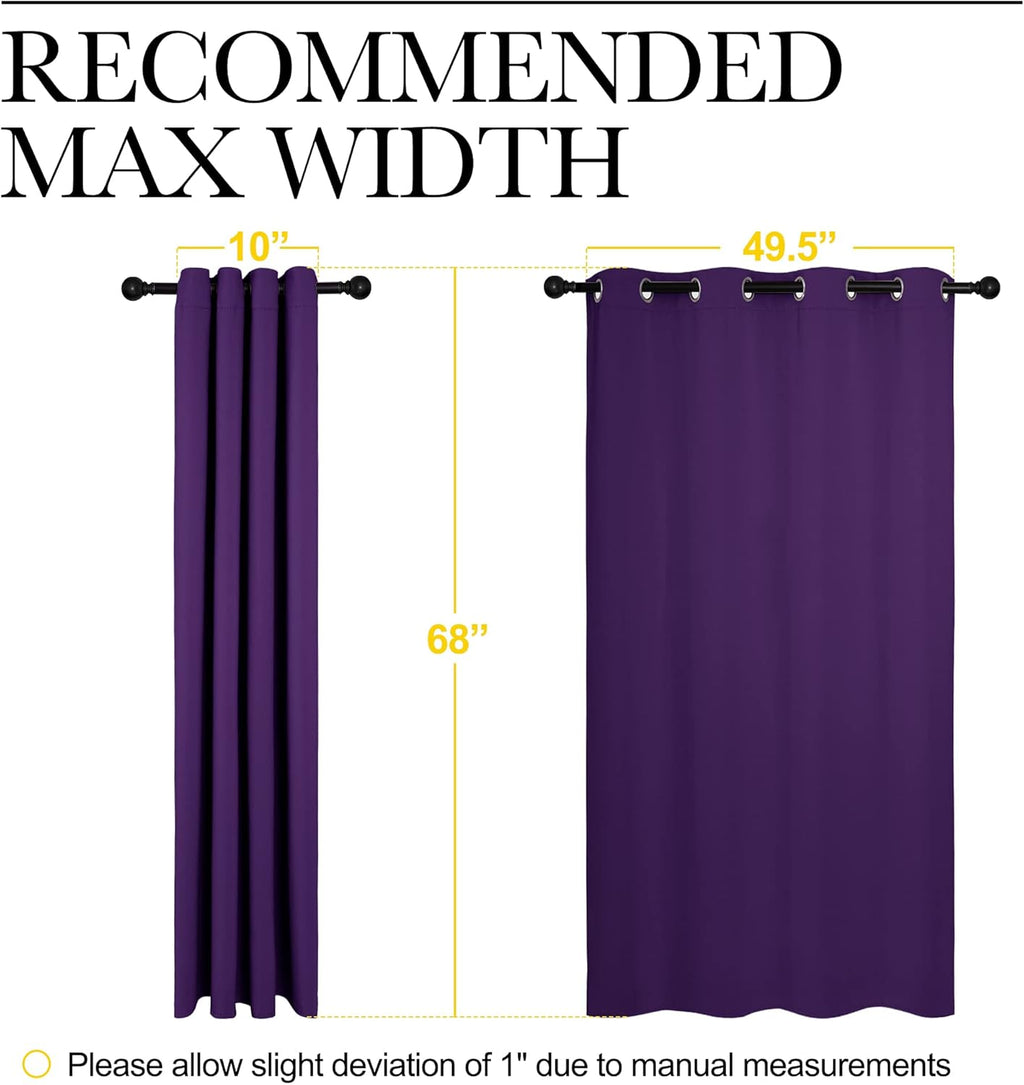 NICETOWN Blackout Draperies Curtains - Thermal Insulated Triple Weave Panels, Set of 2 (55 x 68 inches, Royal Purple)