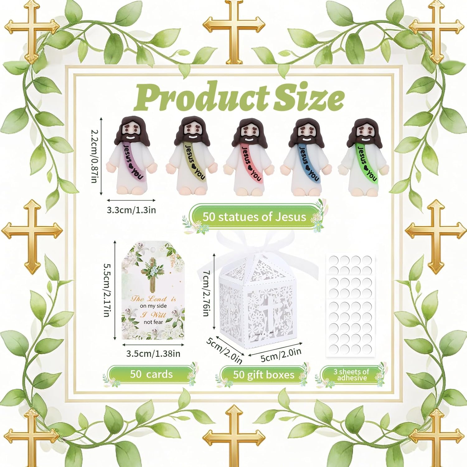 Mini Jesus Figurines by [Brand Name] - Glow in The Dark Gifts with 'Let Your Light Shine' Cards | 50 Sets for Church Events