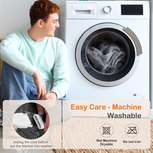 Sweetcrispy Heated Blanket Twin Size, 62''x84'' Heating Electric Blanket with 10 Heat Levels and Auto-Off, Washable Dual-Sided Flannel & Sherpa Fabric Electric Blanket Warmer ETL Certificated