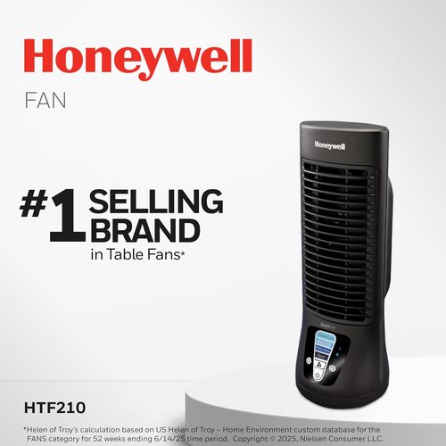 Honeywell QuietSet Personal Desk Fan - Oscillating, Quiet Operation, 4 Power Levels, Black | HTF210B