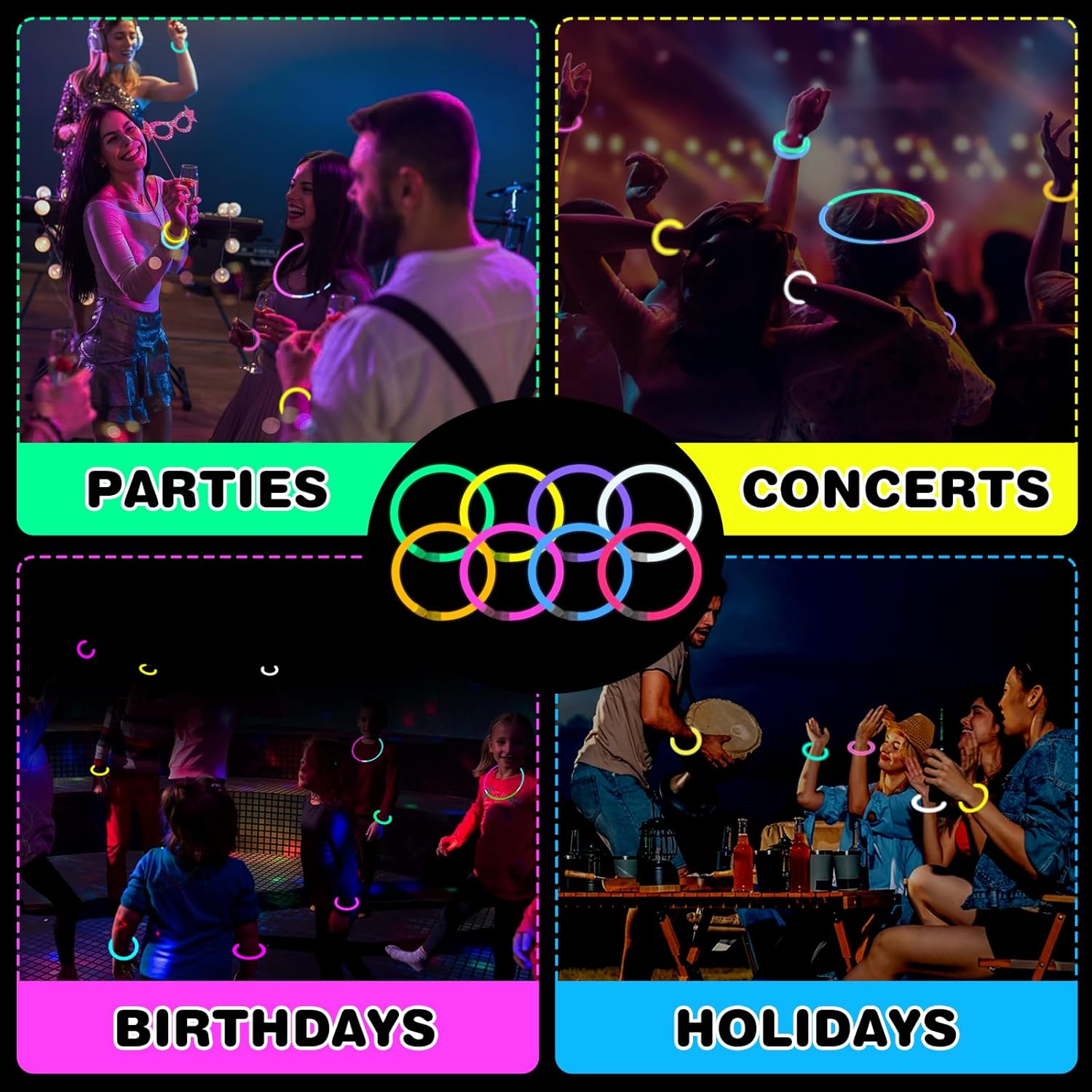 YixangDD 1000 PCS Ultra Bright Glow Sticks - 8 Inch Party Pack for Bracelets & Necklaces