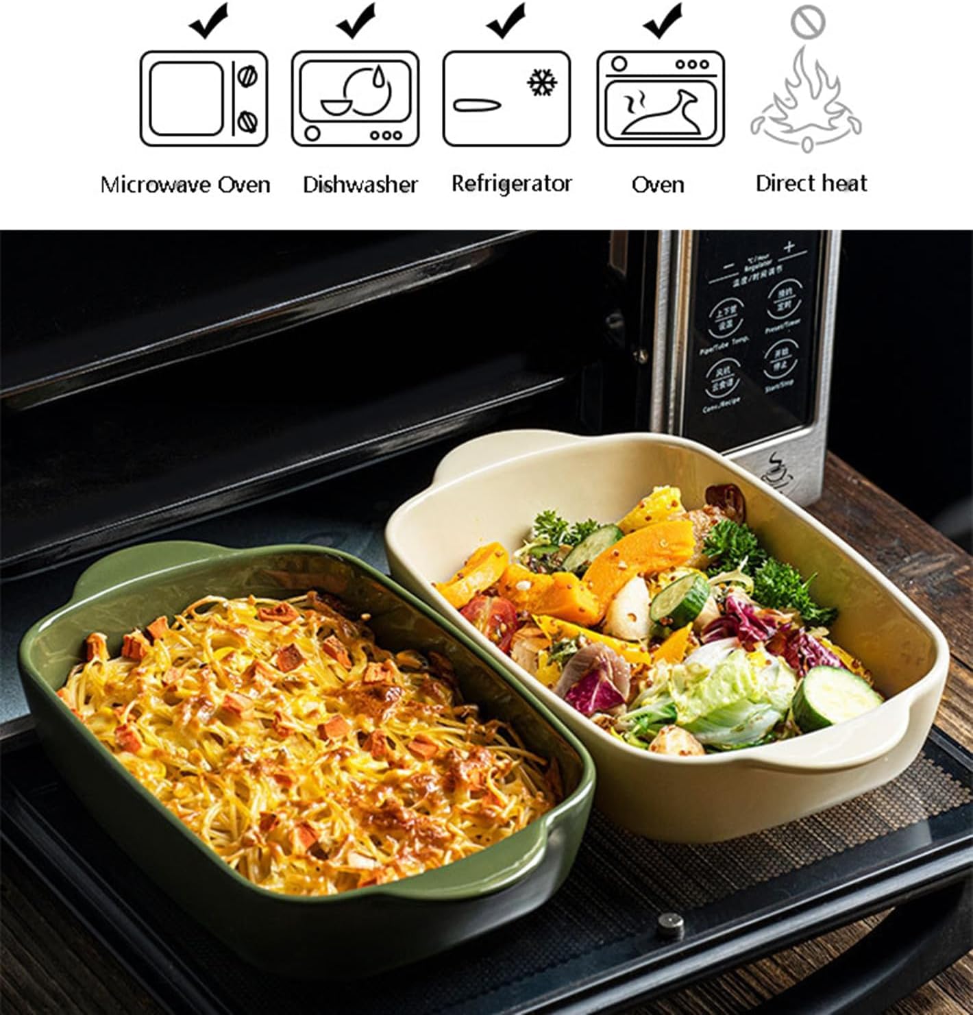 Regine Switzerland Ceramic Casserole Dish - 33oz Covered Rectangular Bakeware | Oven & Dishwasher Safe
