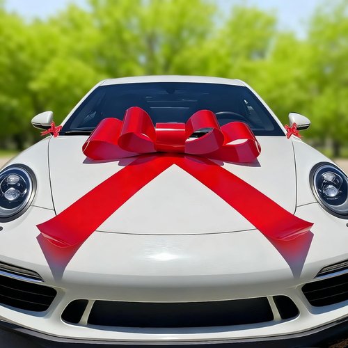 IDOYUAN 30-Inch Big Red Car Bow - Perfect for Car Decor & Gift Wrapping | Ideal for Weddings & Holidays