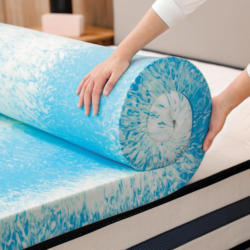 Skiennix Gel Memory Foam Mattress Topper - Twin Size Cooling Bed Topper for Back Pain Relief