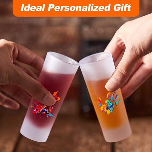 Hsei 50 Pcs Sublimation Frosted Shot Glasses 3 oz Shot Glasses Sublimation Blanks Personalized Glass Cups with Heavy Base for Wine Beer Vodka Whiskey Espresso