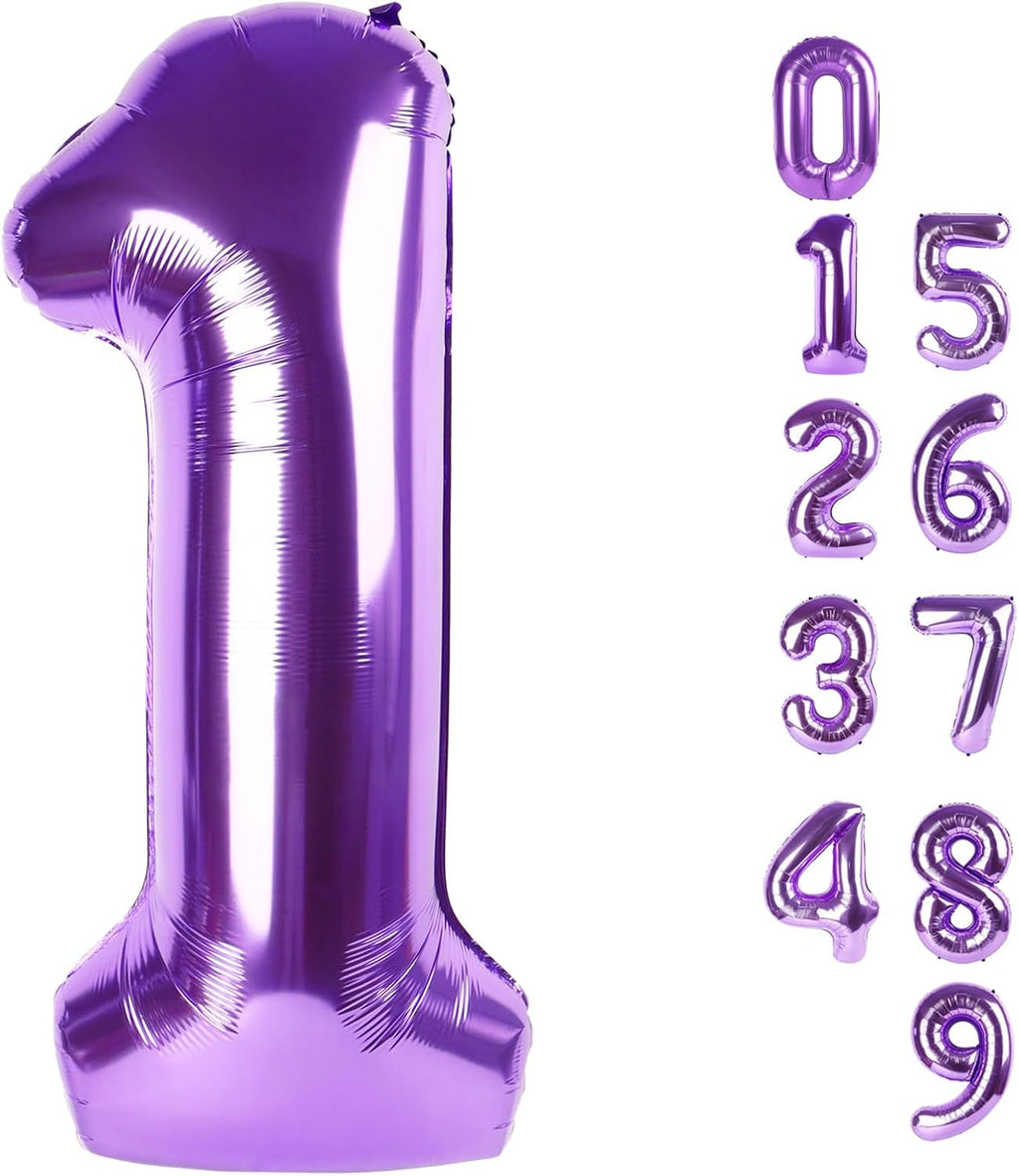 Number Balloons - 40 Inch Purple 1st Birthday Decorations | Perfect for Baby Showers & Photo Shoots