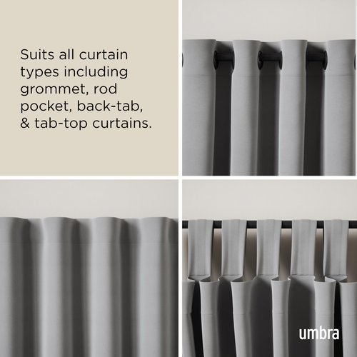 Umbra Twilight Double Curtain Rod Set – Wrap Around Design is Ideal for Blackout or Room Darkening Panels, 66-144 Inch, Black