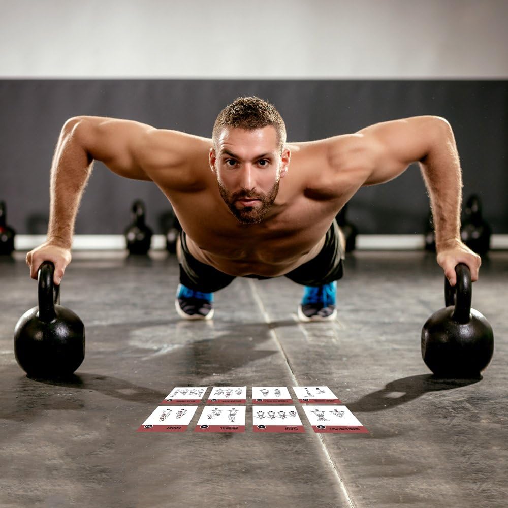 NewMe Fitness Kettlebell Workout Cards - Instructional Exercise Deck for Home & Gym Training