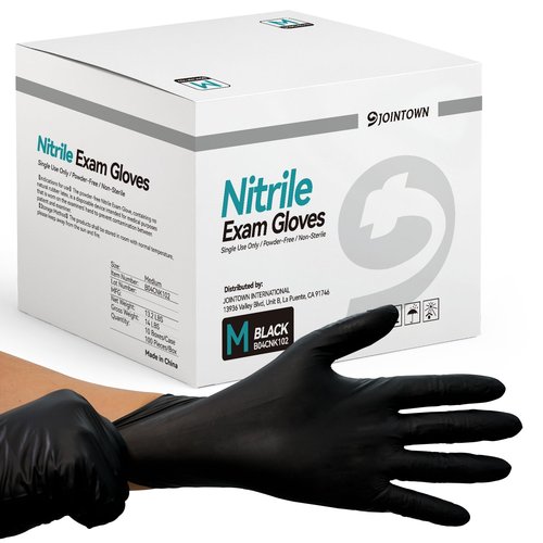 Jointown 5.5 Mil Nitrile Exam Gloves, Medical Black Gloves Disposable Latex Free Medium Powder-Free For Exam, Food Prep Cleaning, 1000 Pcs, M