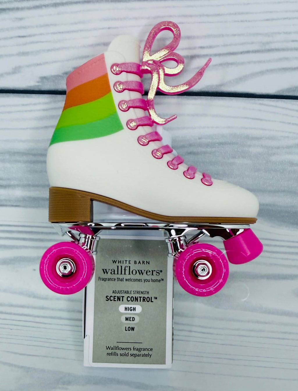 Bath and Body White Skate with Pink Wheels Adjustable Wallflowers Scent Control Fragrance Plug