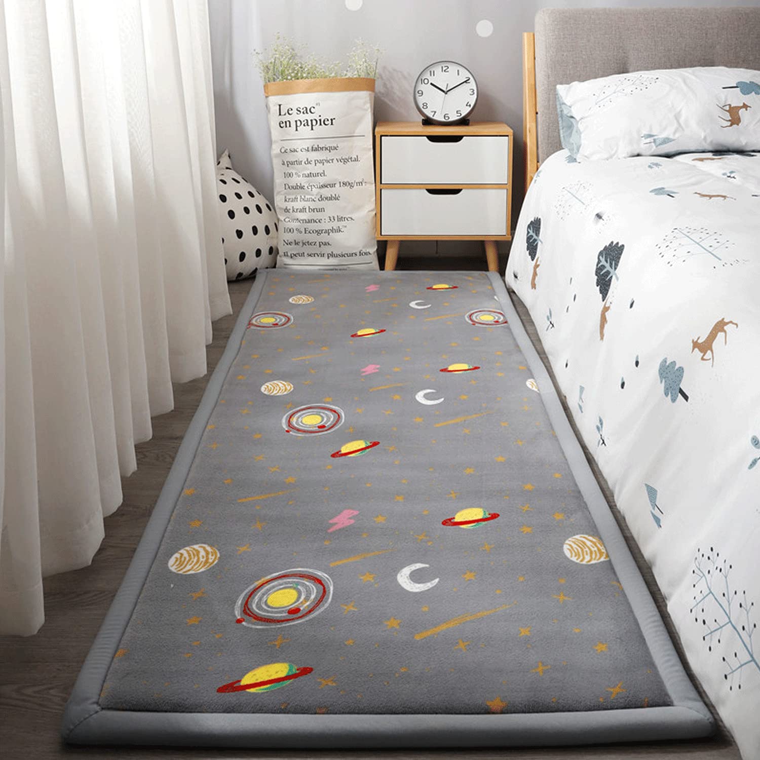 Loartee Coral Velvet Area Rug - 1" Thick Memory Foam Play Mat, Washable Carpet, Home Decor for Living Room, Bedroom, Astral Gray, 4'3"x6'3"
