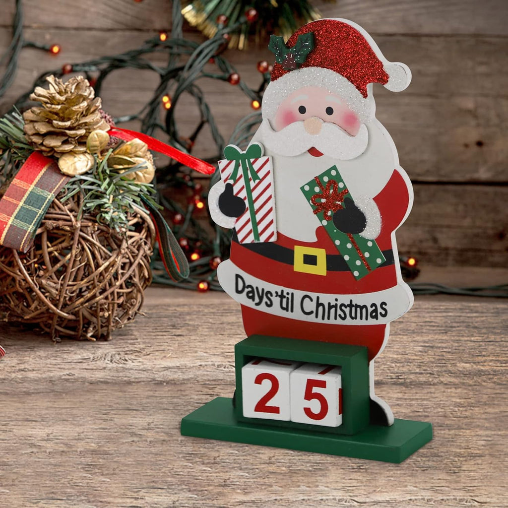 Sfozstra Christmas Advent Countdown Calendar - Wooden Tabletop Decoration with Rotatable Design