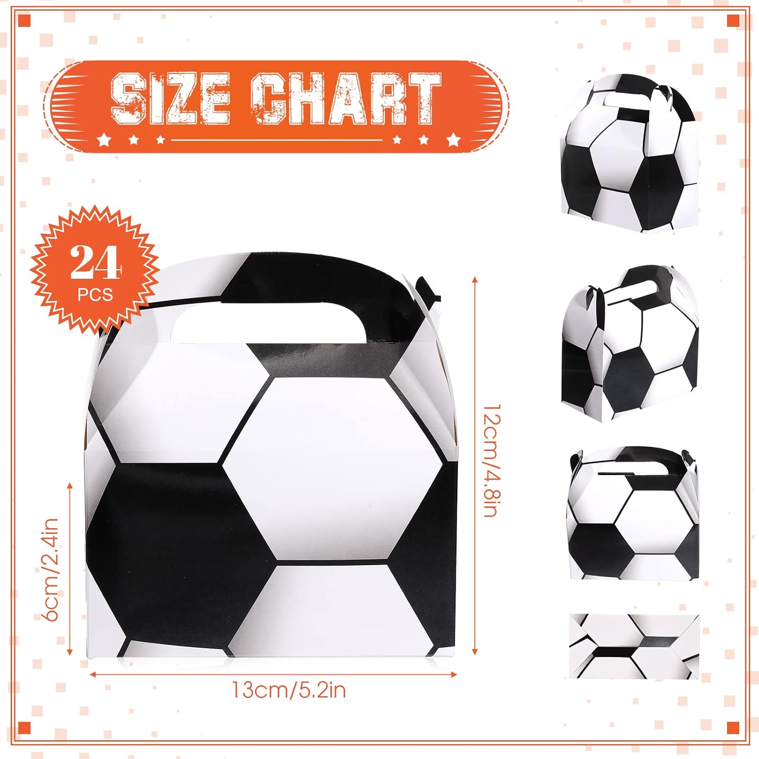 Nezyo Sports Themed Birthday Party Supplies - 24 Pack Football & Soccer Treat Boxes | Perfect for Baby Showers