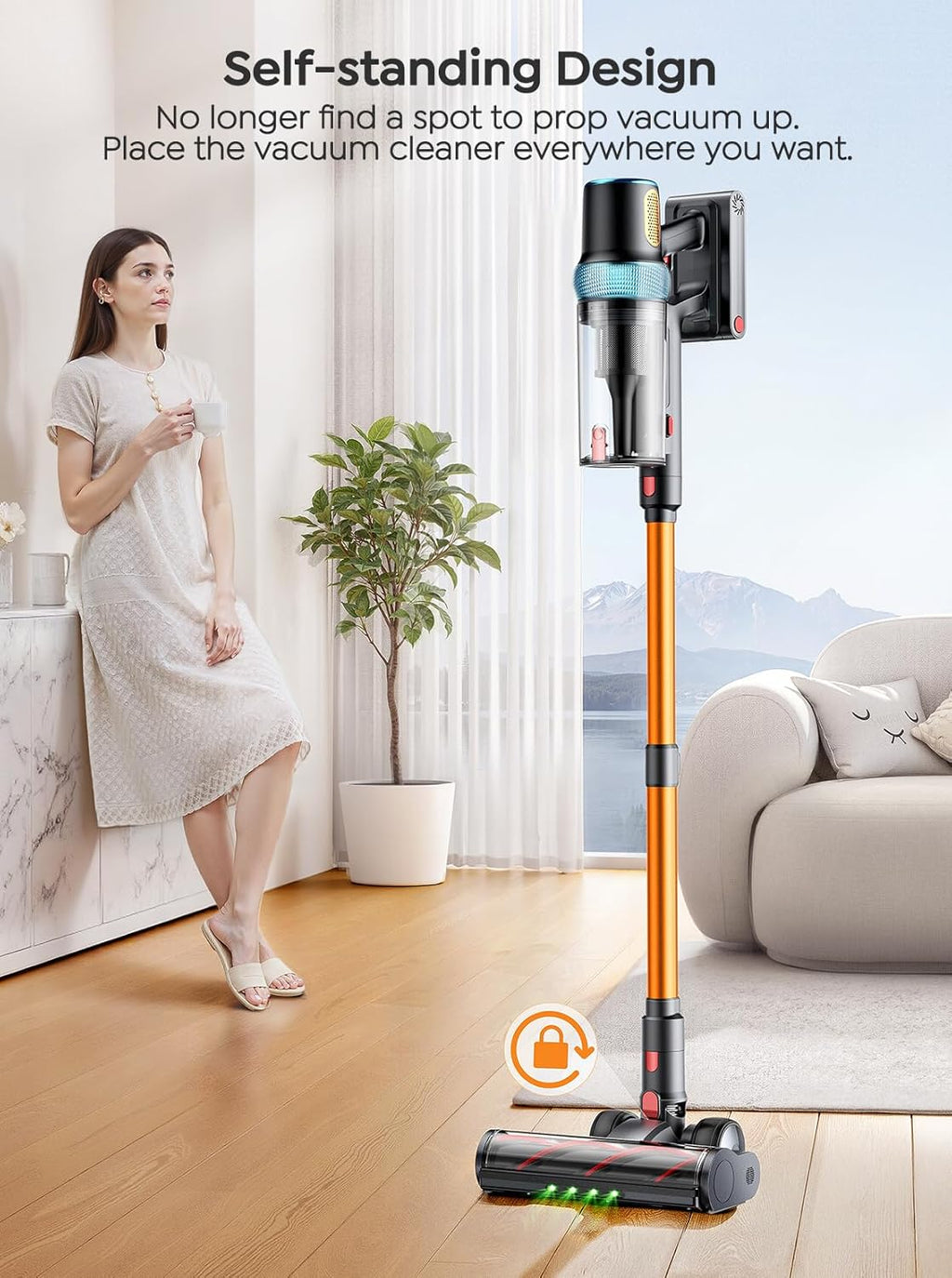 Skiennix Cordless Vacuum Cleaner - 650W 55KPA Suction Power | 70-Minute Runtime, LED Touch Screen, Auto Mode for Carpets & Hard Floors
