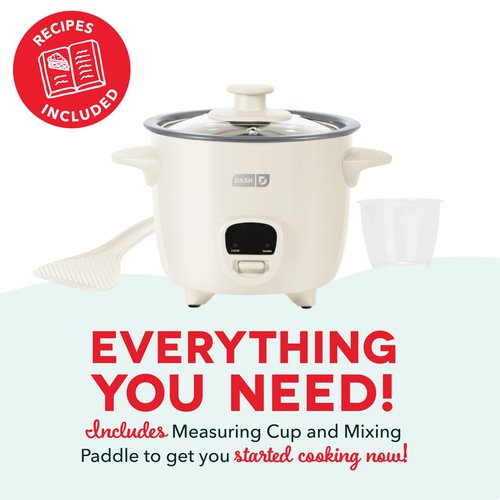 DASH Mini Rice Cooker Steamer with Removable Nonstick Pot, Keep Warm Function & Recipe Guide, .5 Quart, for Soups, Stews, Grains & Oatmeal - Cream