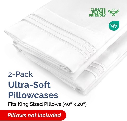 King Pillow Cases by [Brand Name] - Ultra Soft Hotel Quality Covers | Wrinkle-Free, Stain Resistant - 2 Piece Set - White