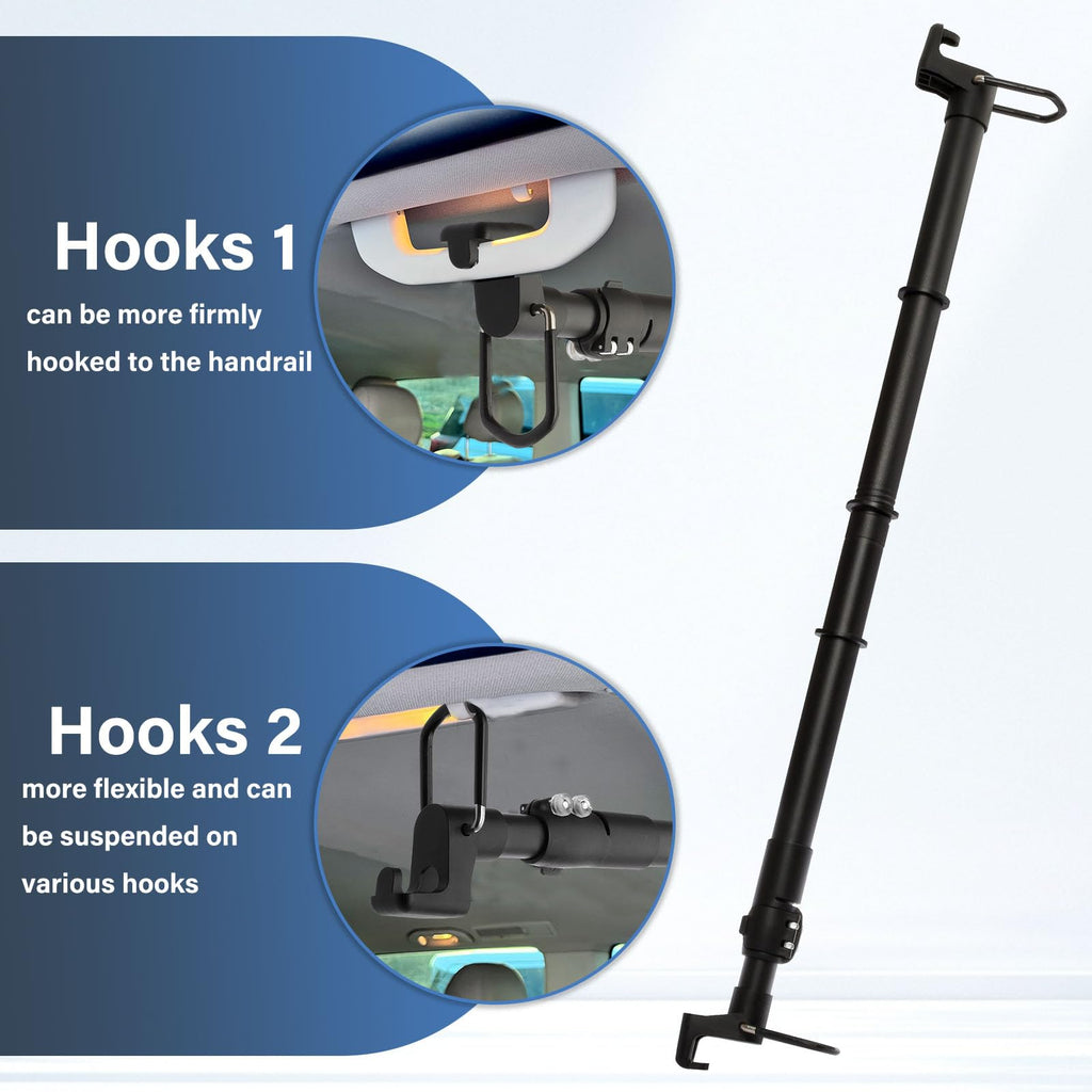 Car Clothes Hanger Bar Heavy Duty, Clothing Racks for Hanging Clothes in Car Telescoping 34-54 Inch Car Clothes Rack Suitable for Cars Trucks SUVs