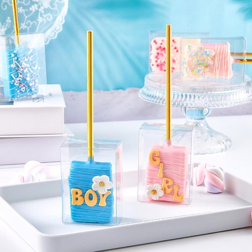 Jutieuo Clear Rice Krispie Treat Boxes - 45 PCS Individual Cakesicle Containers | 3.5x2.4x1.38 Inches
