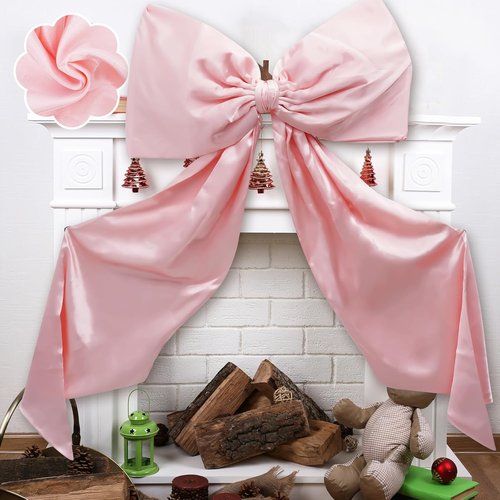 Coquette Giant Pink Bow Wall Decor - 24x48 Inch Ribbon Garland for Christmas, Birthdays & Weddings