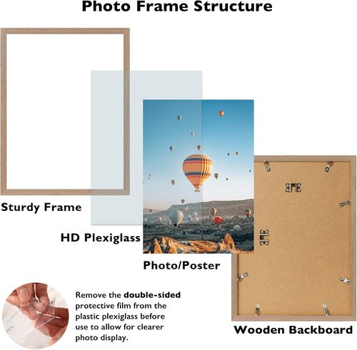JCJMY 13x18 Rustic Brown Picture Frame - Versatile Wall Hanging for Horizontal & Vertical Photos