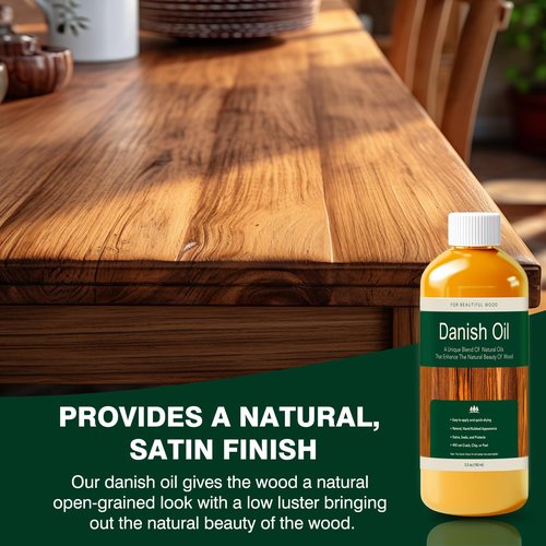 Danish Oil for Wood - Pure Polymerized Linseed Oil Wood Finish & Sealer - Ideal for Furniture, Butcher Blocks, Salad Bowls, & More - Restore & Protect, Fast Curing