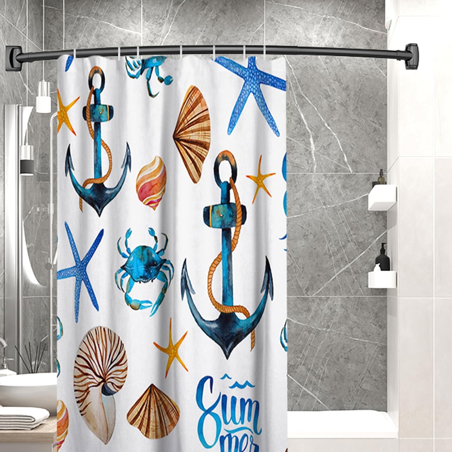 Premium Stainless Steel Curved Shower Curtain Rod by [Brand Name] - Adjustable 33-78 Inches, Rust-Proof Design