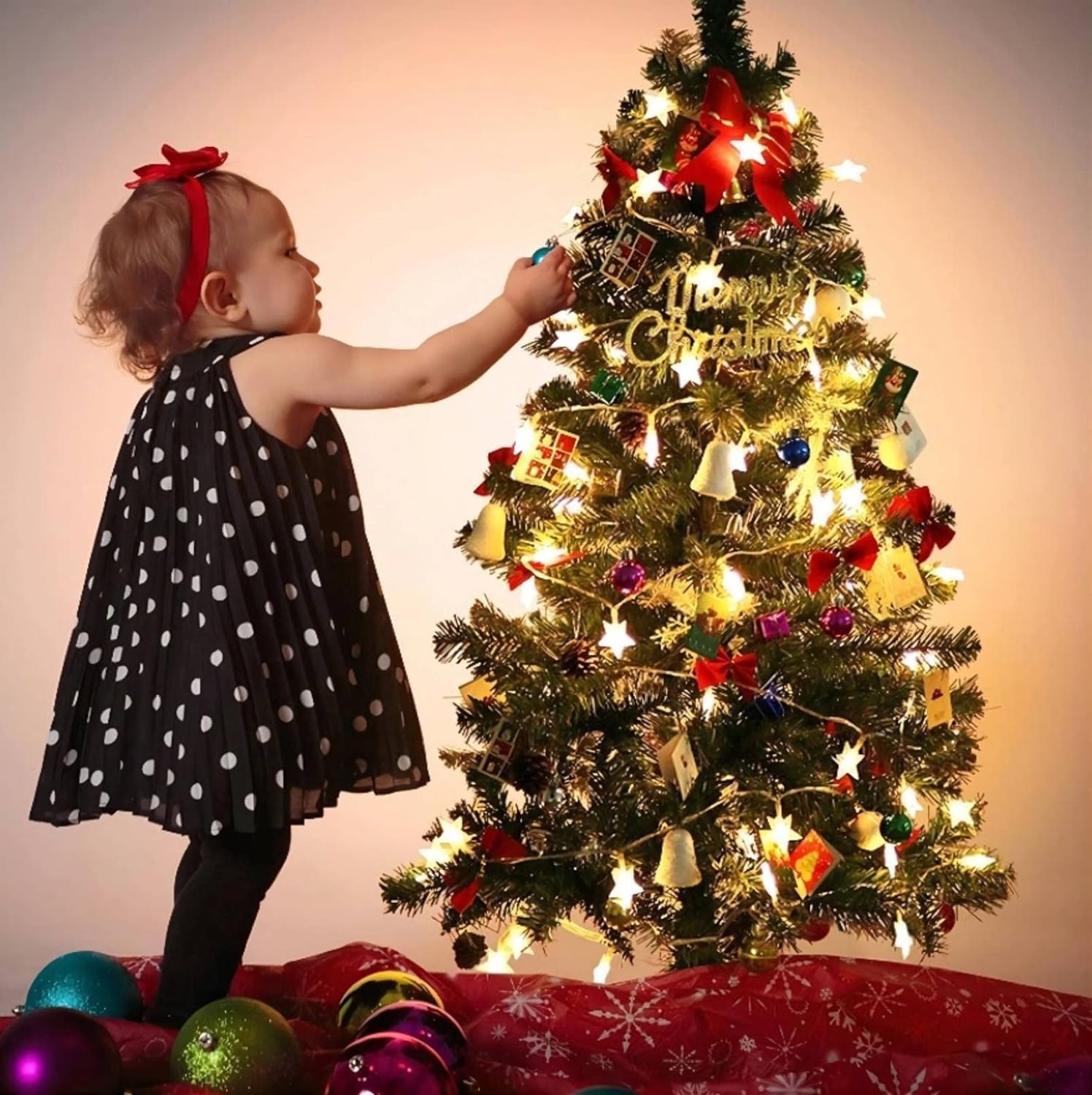 Star String Lights - 20 FT Battery Operated 40 LED Warm White Twinkle Lights | 8 Modes Timer for Indoor/Outdoor Decor
