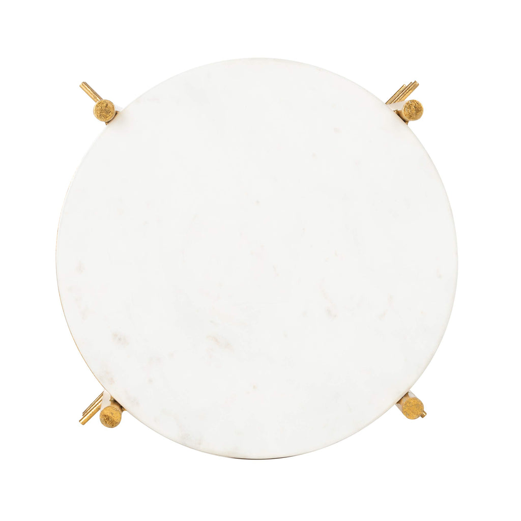 Safavieh Home Jenesis White Marble and Gold Round Accent Table
