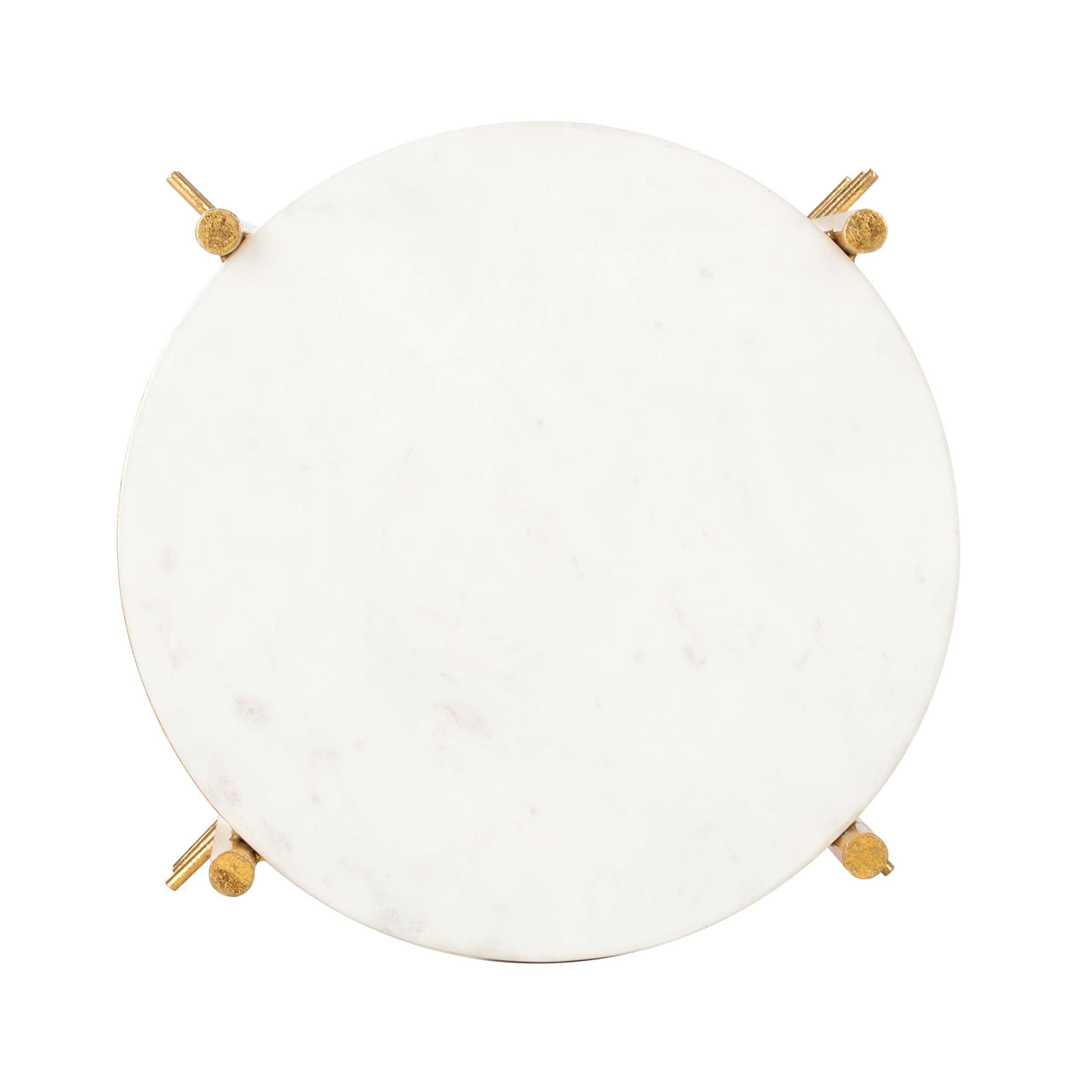Safavieh Home Jenesis White Marble and Gold Round Accent Table