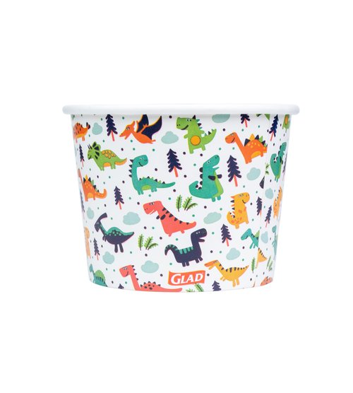 Glad for Kids Dinosaurs Paper Snack Bowls, Colorful Heavy Duty Microwave Safe Disposable Bowls for Soup, Ice Cream, and Snacks, Lids Not Included, Multicolor, Party Pack, 12 Oz, 20 Count - 24 Pack