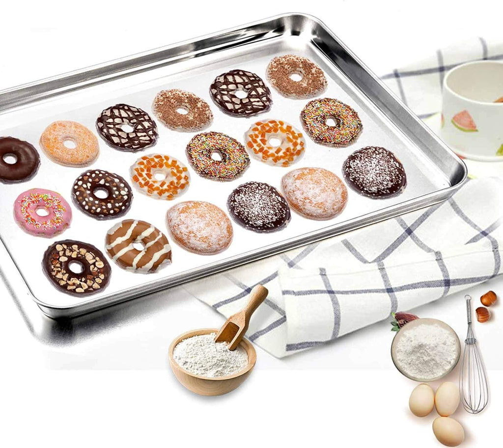 TeamFar Stainless Steel Baking Sheet - Large 17.6’’ x 13’’ Cookie Pans, Non-Toxic & Dishwasher Safe, Set of 2
