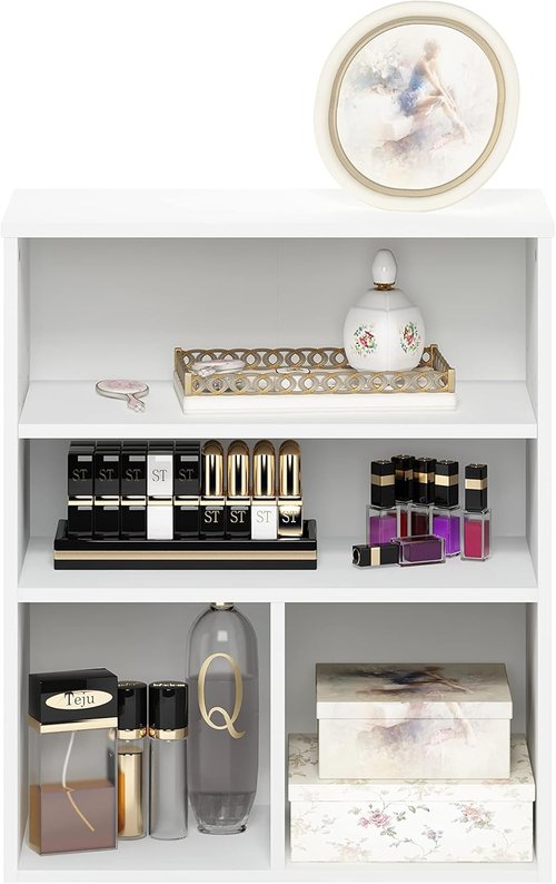 Furinno Pasir 3-Tier Display Bookcase - Stylish White Storage Solution for Home or Office