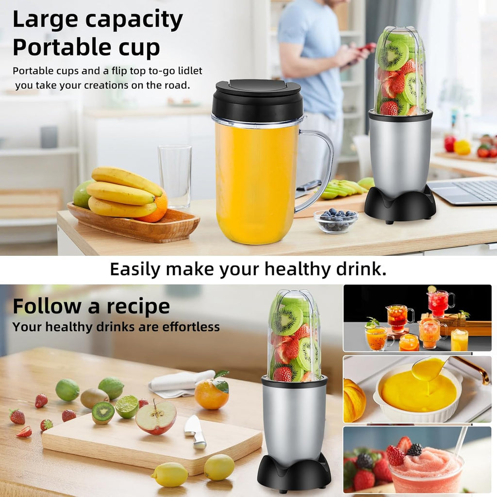 Panana Portable Personal Drink Mixer Blender - 18 Oz for Smoothies, Shakes & Food Prep | Includes Blending Blade & Extra Cups