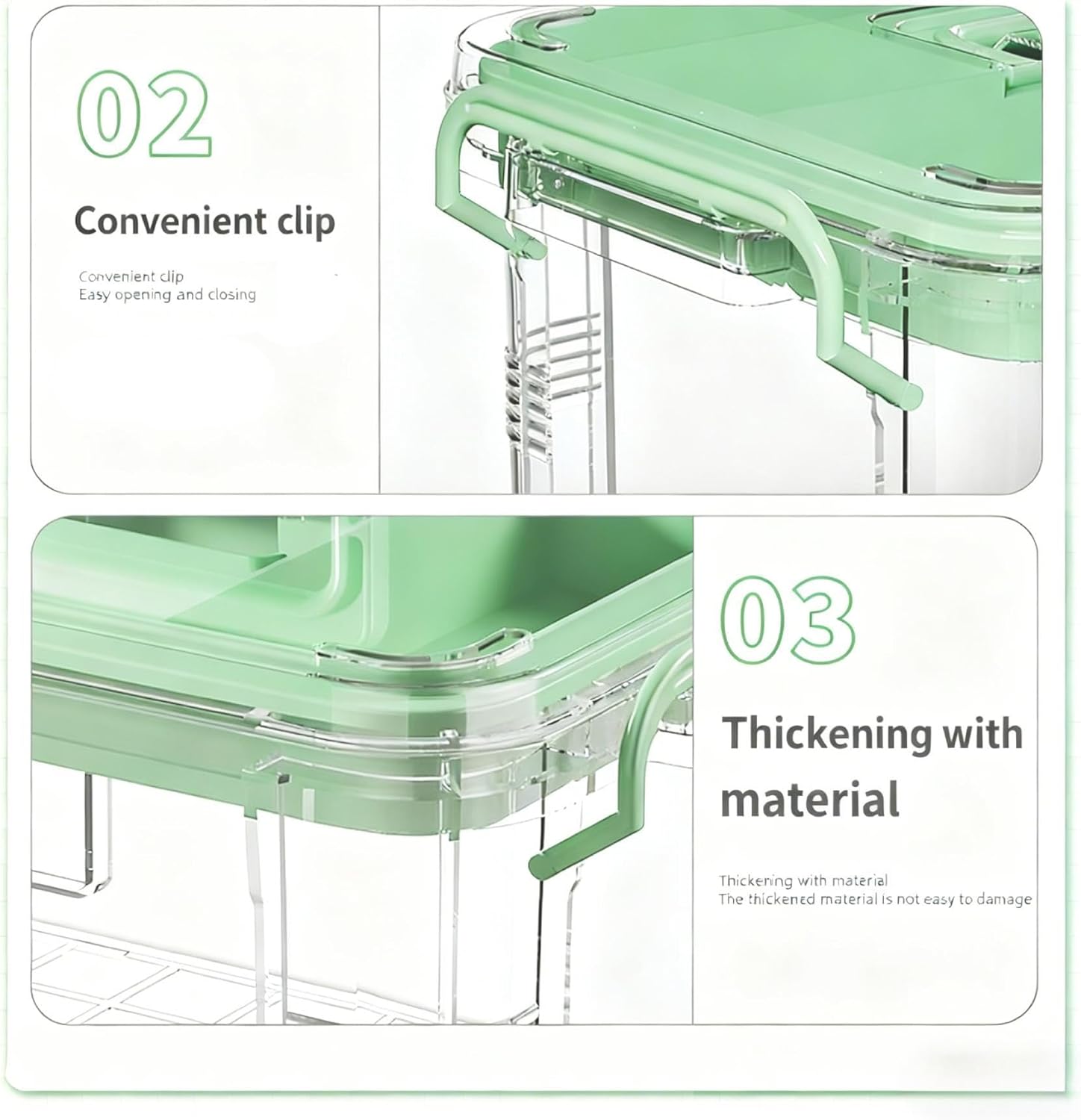 UNITED FLAMES Medicine Storage Box - 2-Pack Clear Organizer with Locking Lid & Removable Tray for Home & Pet Care