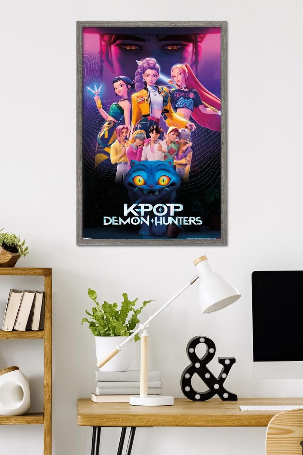 Netflix KPop Demon Hunters Wall Poster - Framed Barnwood Design, 34L x 22.4W